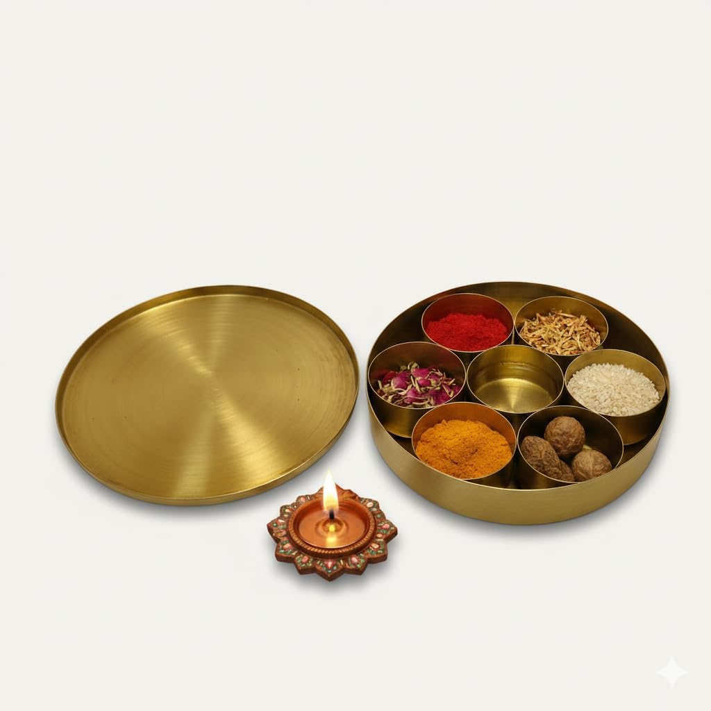 Patitpavan Brass Pooja Box with 7 Compartments, Traditional Storage Box for Puja Items - packaging