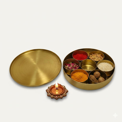 Patitpavan Brass Pooja Box with 7 Compartments, Traditional Storage Box for Puja Items - packaging