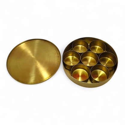 Patitpavan Brass Pooja Box with 7 Compartments, Traditional Storage Box for Puja Items - label detail