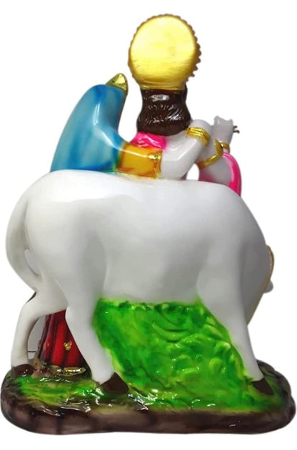 Patitpavan Radha Krishna Kamdhenu Cow Murti - 12 Inch Cultured Marble Statue for Home Temple Office Decor Idol Figurine - fro