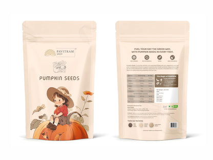 Pavitram Organic Pumpkin Seeds, 250g, Raw Unsalted Seeds - back view