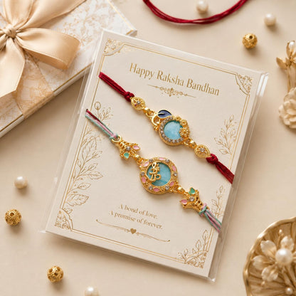 Peacock Colorful Feathers Designer Rakhi with Roli Pack - Rakhi for Brother, Bhaiya, Bhai (B0FH56C44K) - front view