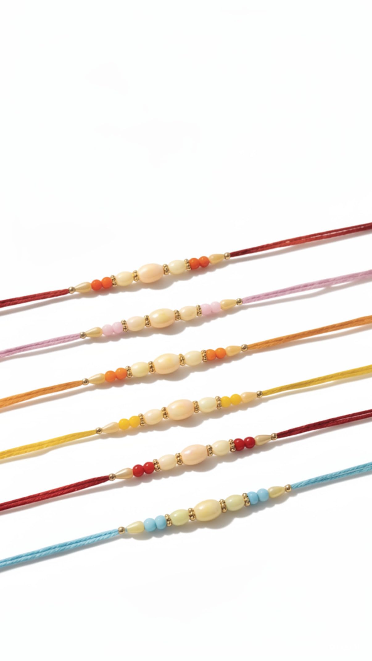 Pearl Elegance Rakhi Set of 6 Multicolour Bead Rakhis