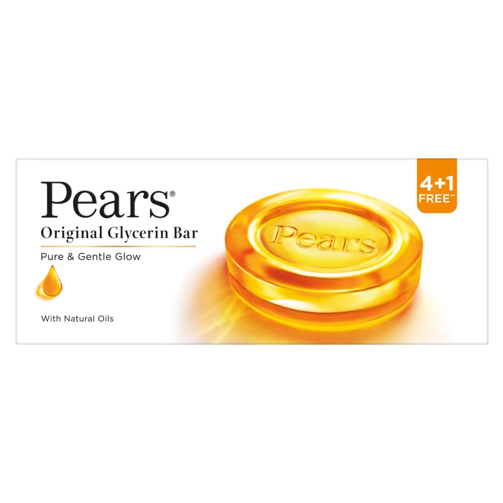 Pears Original Glycerin Soap Bar, 5 Bars (125g Each), Solid Soap, Paraben-Free