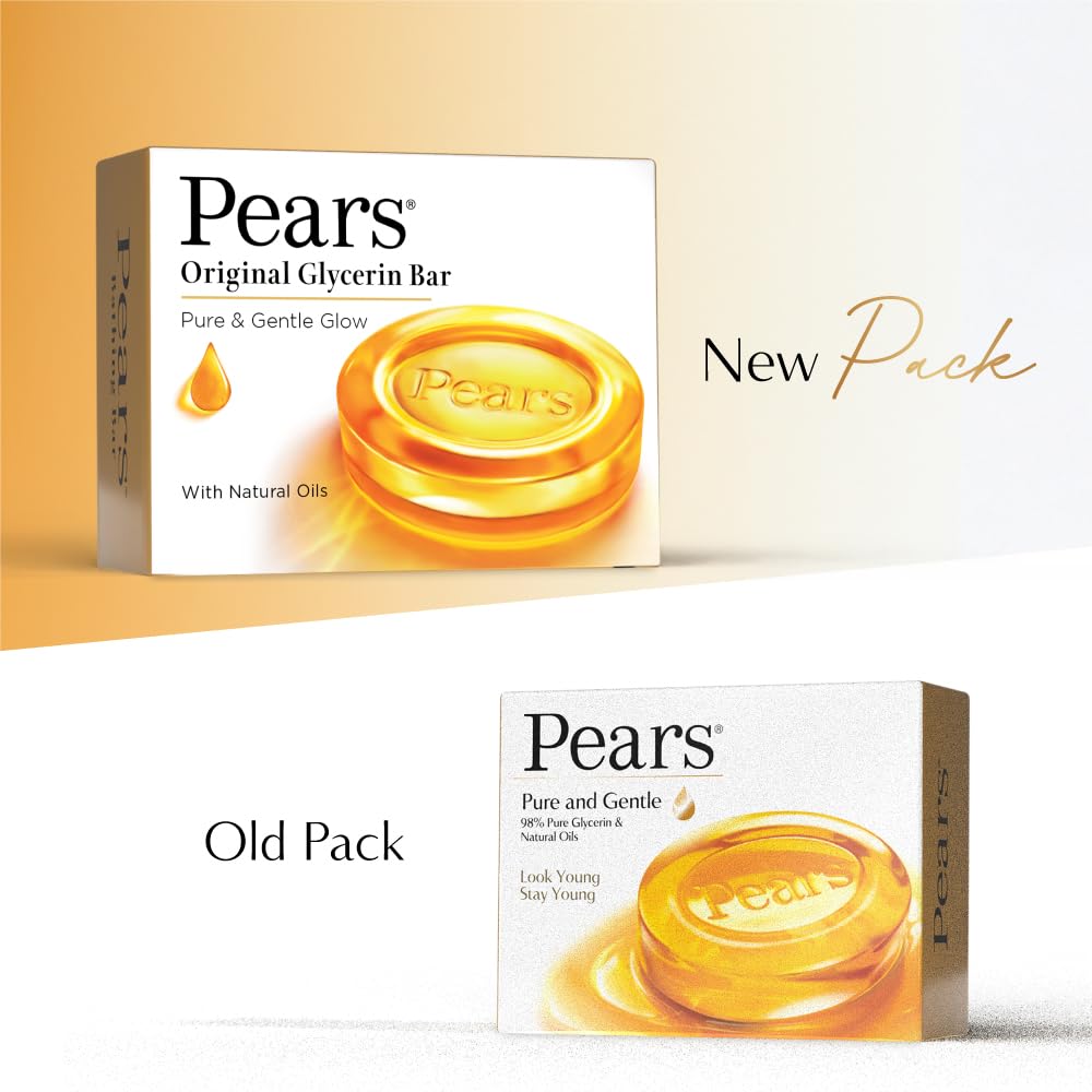 Pears Original Glycerin Soap Bar, 5 Bars (125g Each), Solid Soap, Paraben-Free - close-up detail