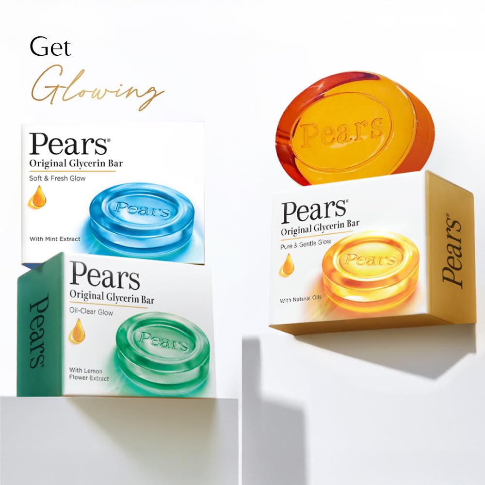 Pears Original Glycerin Soap Bar, 5 Bars (125g Each), Solid Soap, Paraben-Free - in use