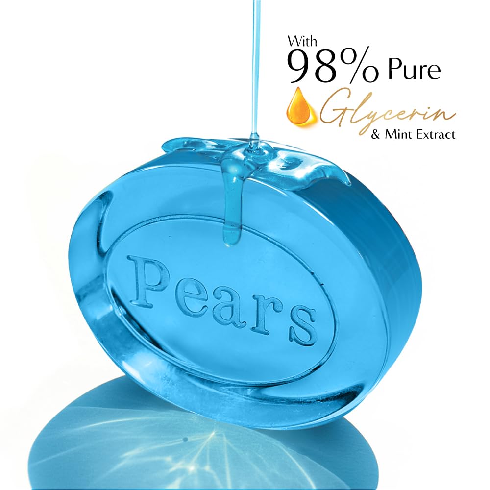Pears Original Glycerin Soap Bar, 6 x 125 g, Solid Soap with 98% Glycerin and Mint Extract - back view