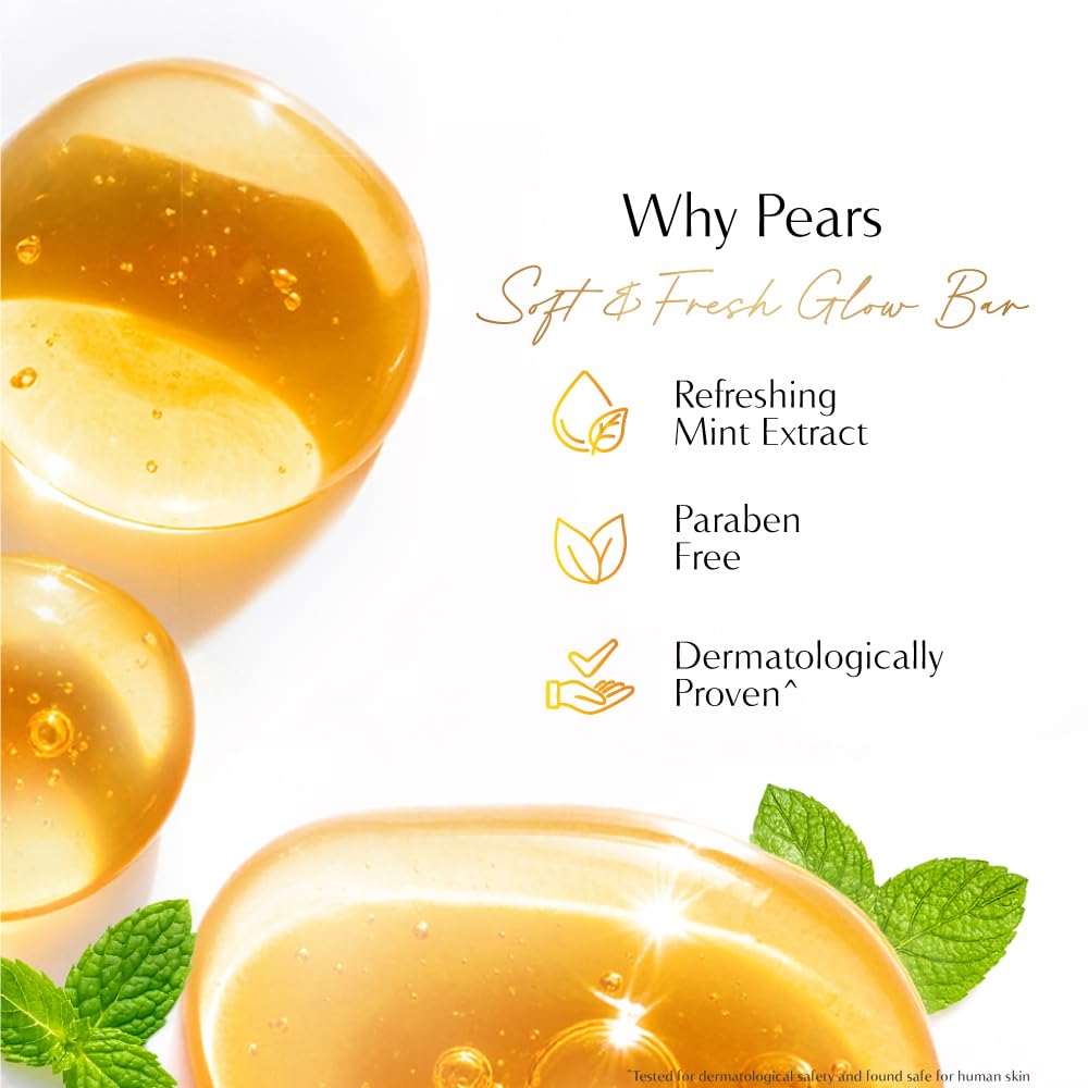 Pears Original Glycerin Soap Bar, 6 x 125 g, Solid Soap with 98% Glycerin and Mint Extract - ingredients panel