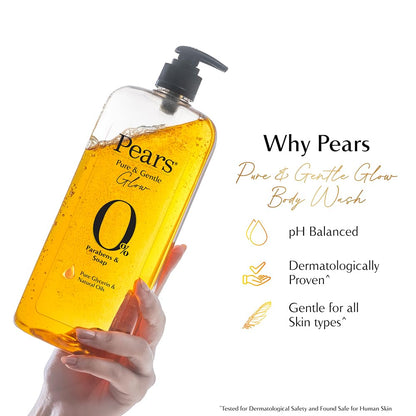 Pears Pure & Gentle Body Wash, 750 ml, with 98% Pure Glycerin & Natural Oils, Paraben-Free & Soap-Free - close-up detail