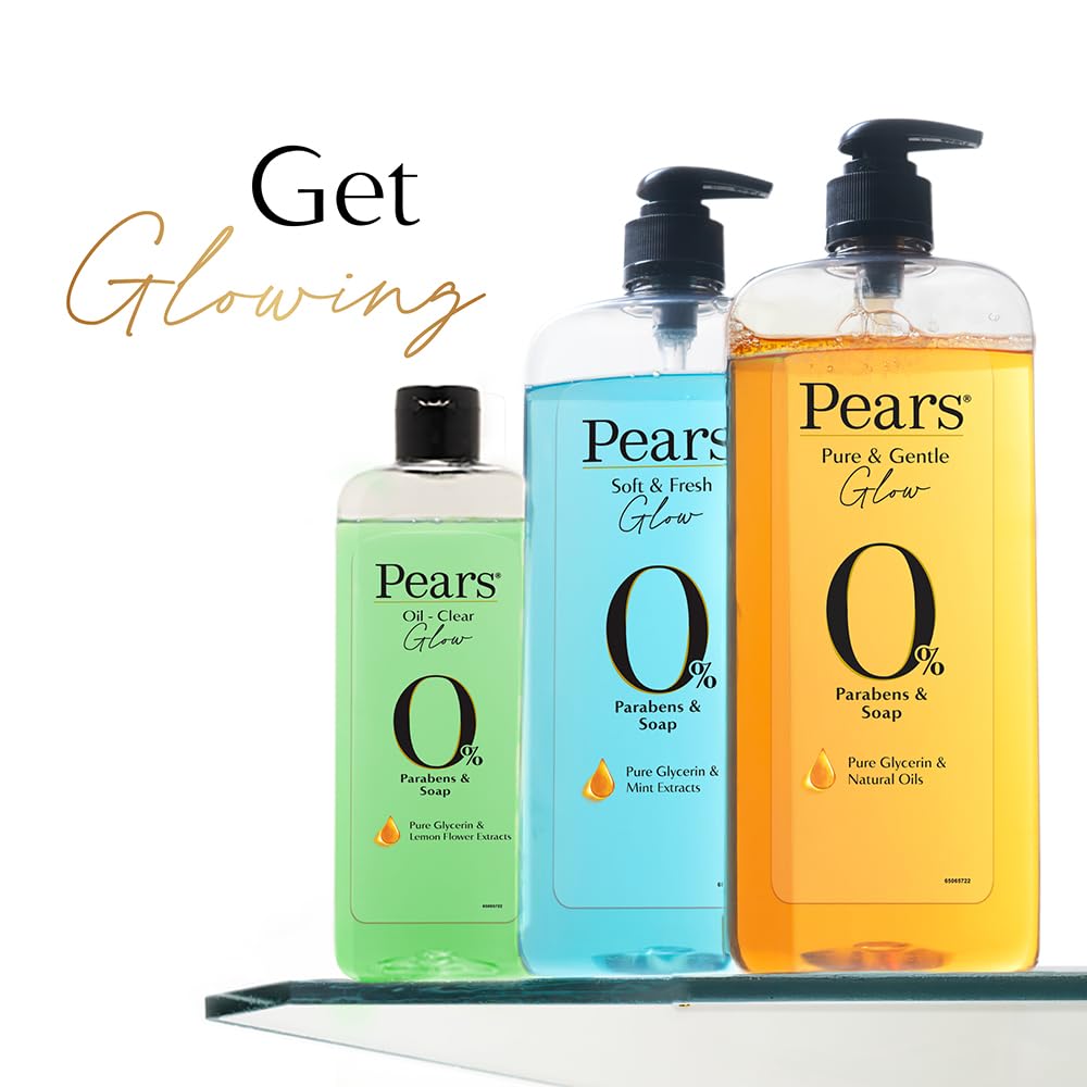 Pears Pure & Gentle Body Wash, 750 ml, with 98% Pure Glycerin & Natural Oils, Paraben-Free & Soap-Free - size and scale