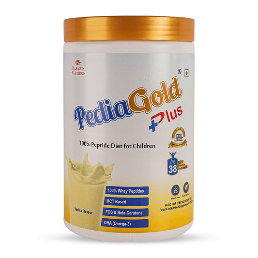 PEDIAGOLD PediaGold Plus Peptide Diet Nutritional Supplement Powder, Vanilla, for Kids, Whey Protein & DHA