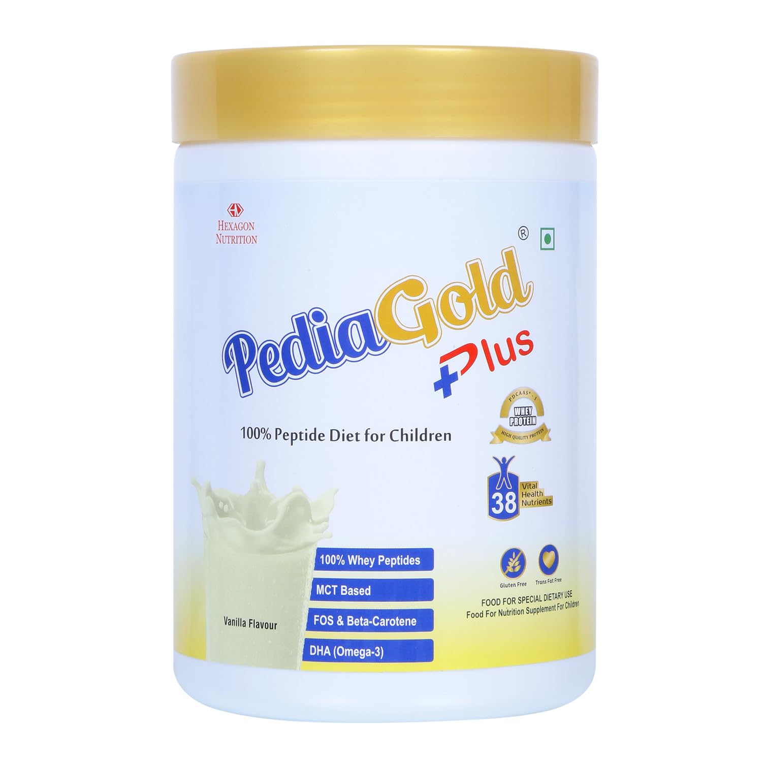 PEDIAGOLD PediaGold Plus Peptide Diet Nutritional Supplement Powder, Vanilla, for Kids, Whey Protein & DHA (8)