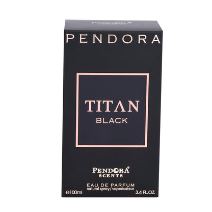 Pendora Scents Titan Black Eau de Parfum, 100ml Unisex Modern Liquid Perfume - label detail