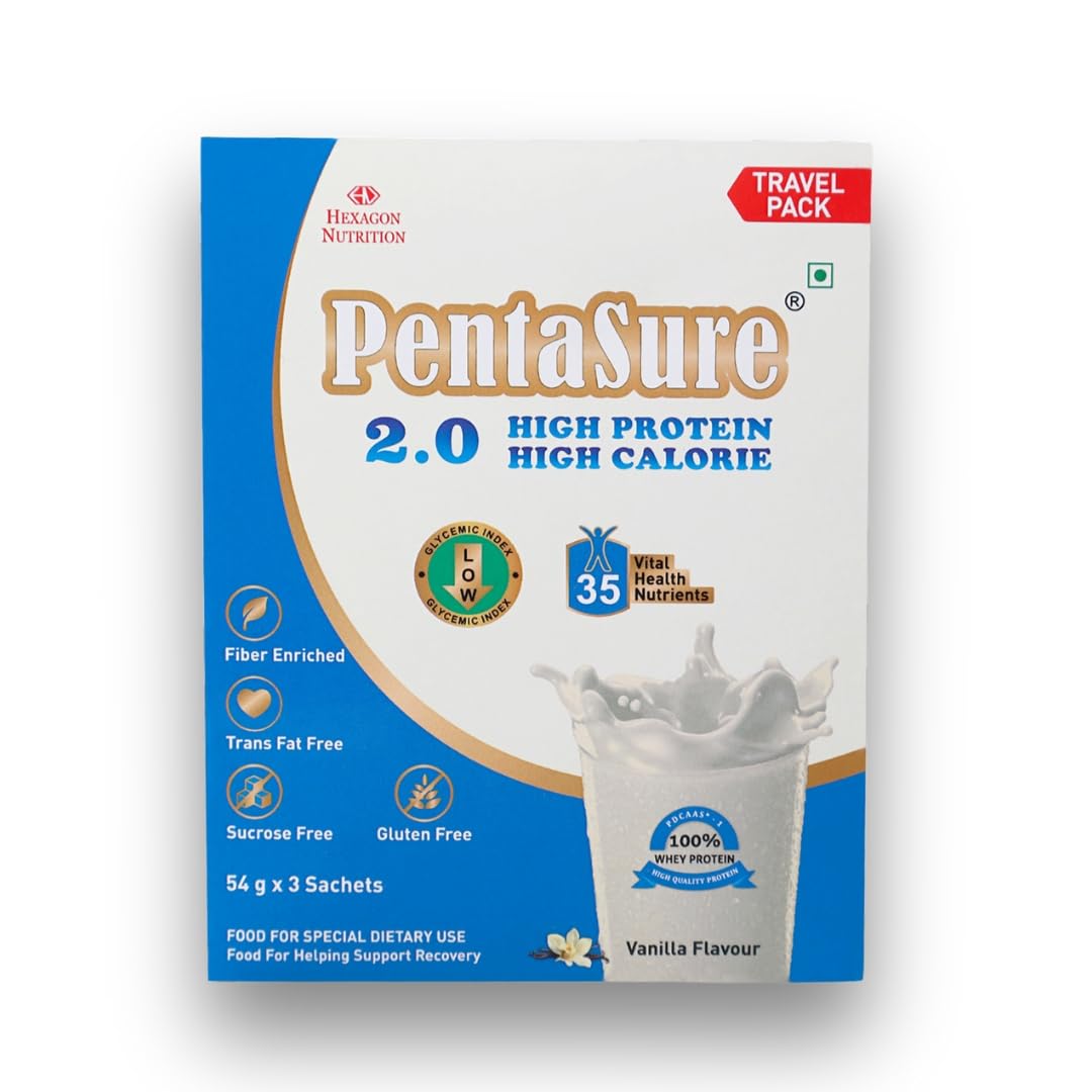 Pentasure 2.0 High Protein High Calorie Mass Gainer Powder, 100% Whey Protein, 34.7g Protein Per 100g, Multiple Sizes - front