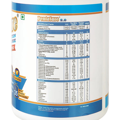 Pentasure 2.0 High Protein High Calorie Mass Gainer Powder, 100% Whey Protein, 34.7g Protein Per 100g, Multiple Sizes - packa