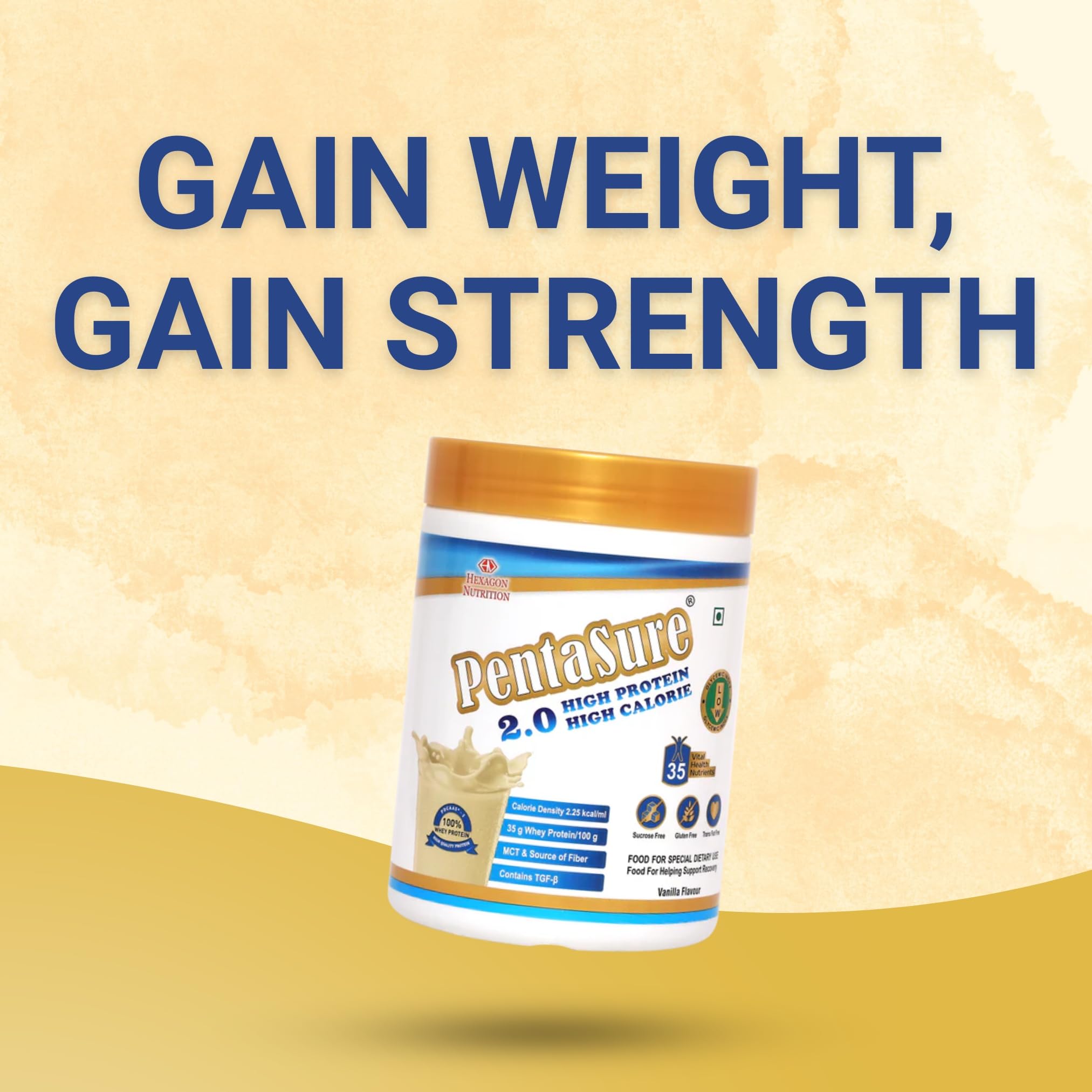 Pentasure 2.0 High Protein High Calorie Mass Gainer Powder, 100% Whey Protein, 34.7g Protein Per 100g, Multiple Sizes - in us