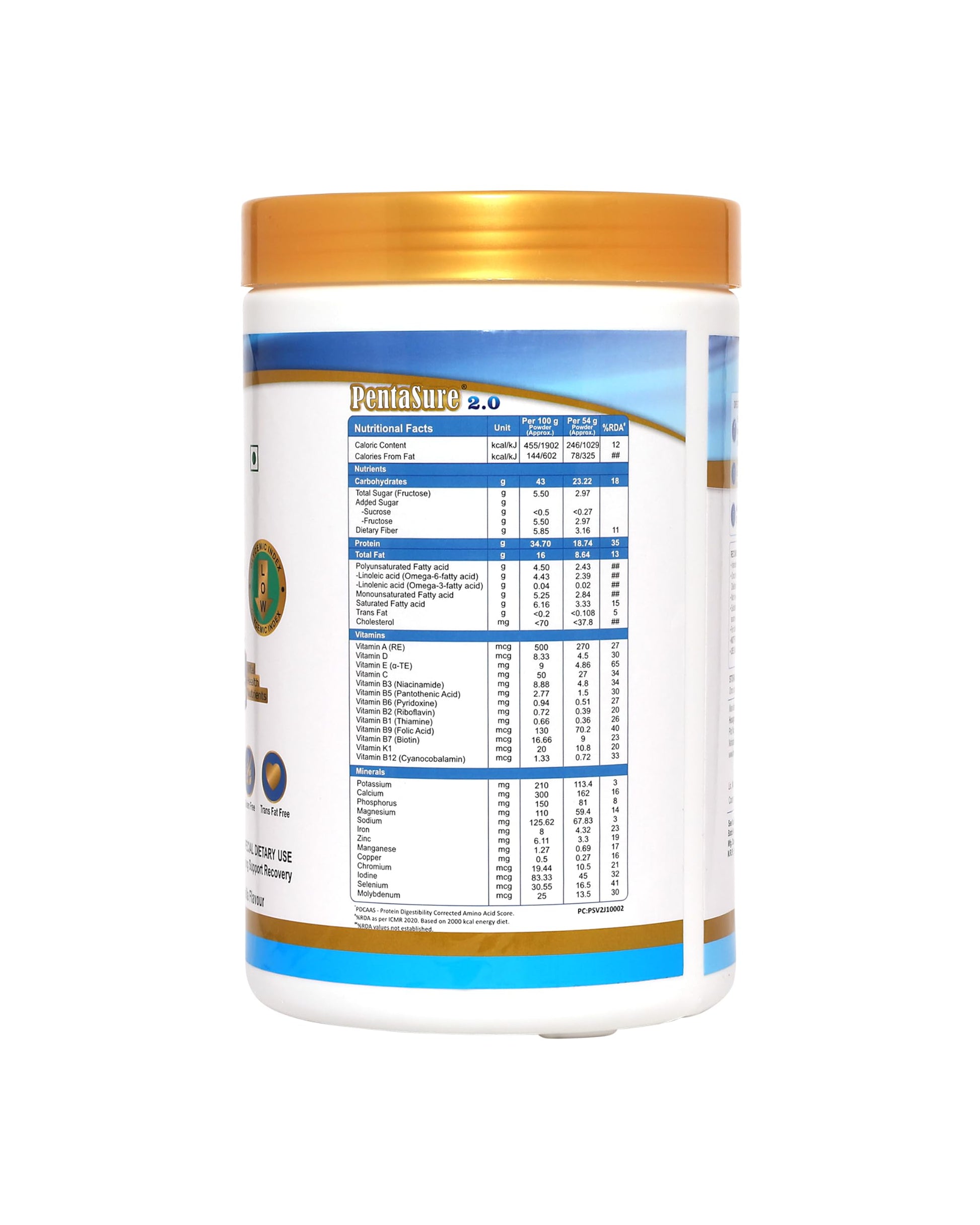 Pentasure 2.0 High Protein High Calorie Mass Gainer Powder, 100% Whey Protein, 34.7g Protein Per 100g, Multiple Sizes - front