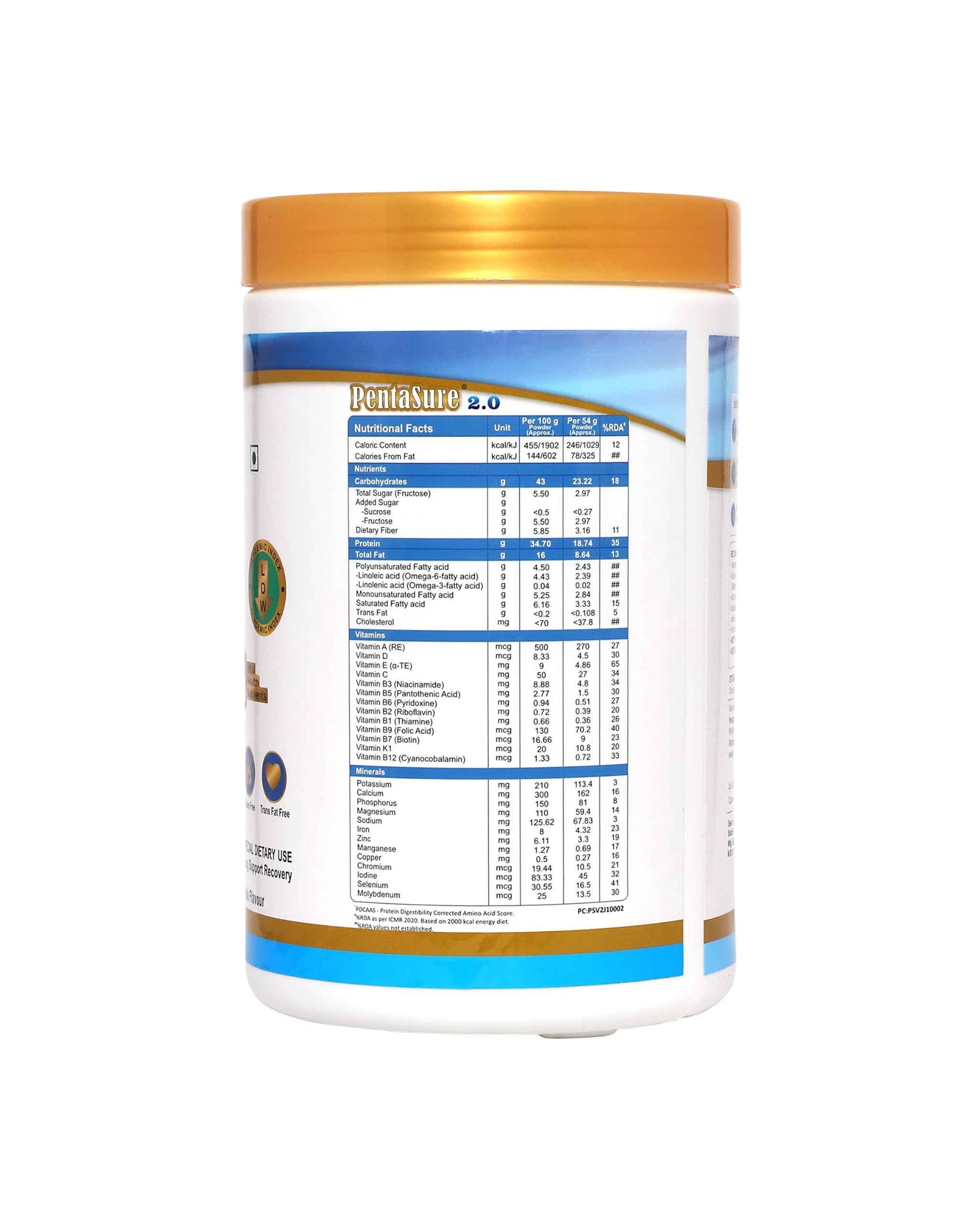 Pentasure 2.0 High Protein High Calorie Mass Gainer Powder, 100% Whey Protein, 34.7g Protein Per 100g, Multiple Sizes - front