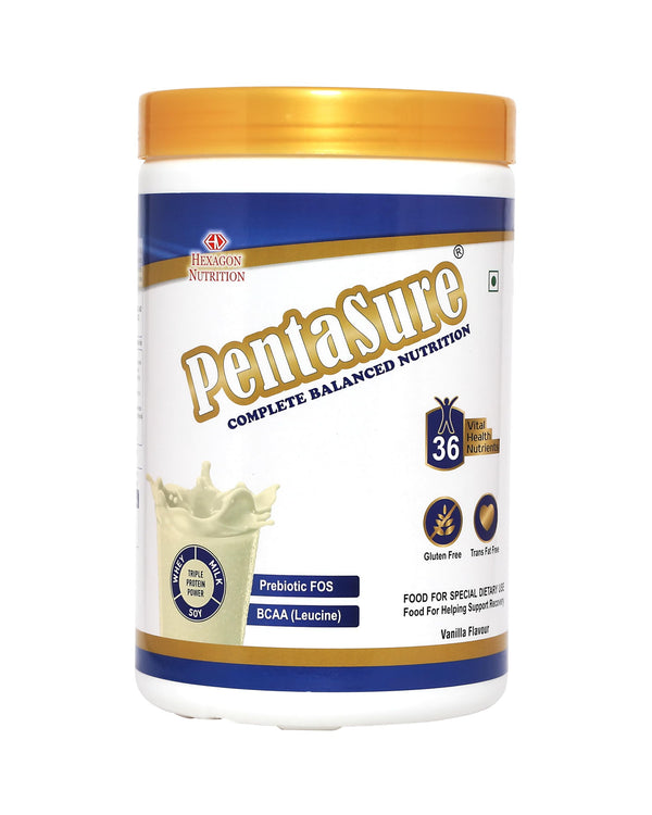 Pentasure Complete Balanced Nutrition Protein Powder, Vanilla, 3P Blend, BCAA, Prebiotics