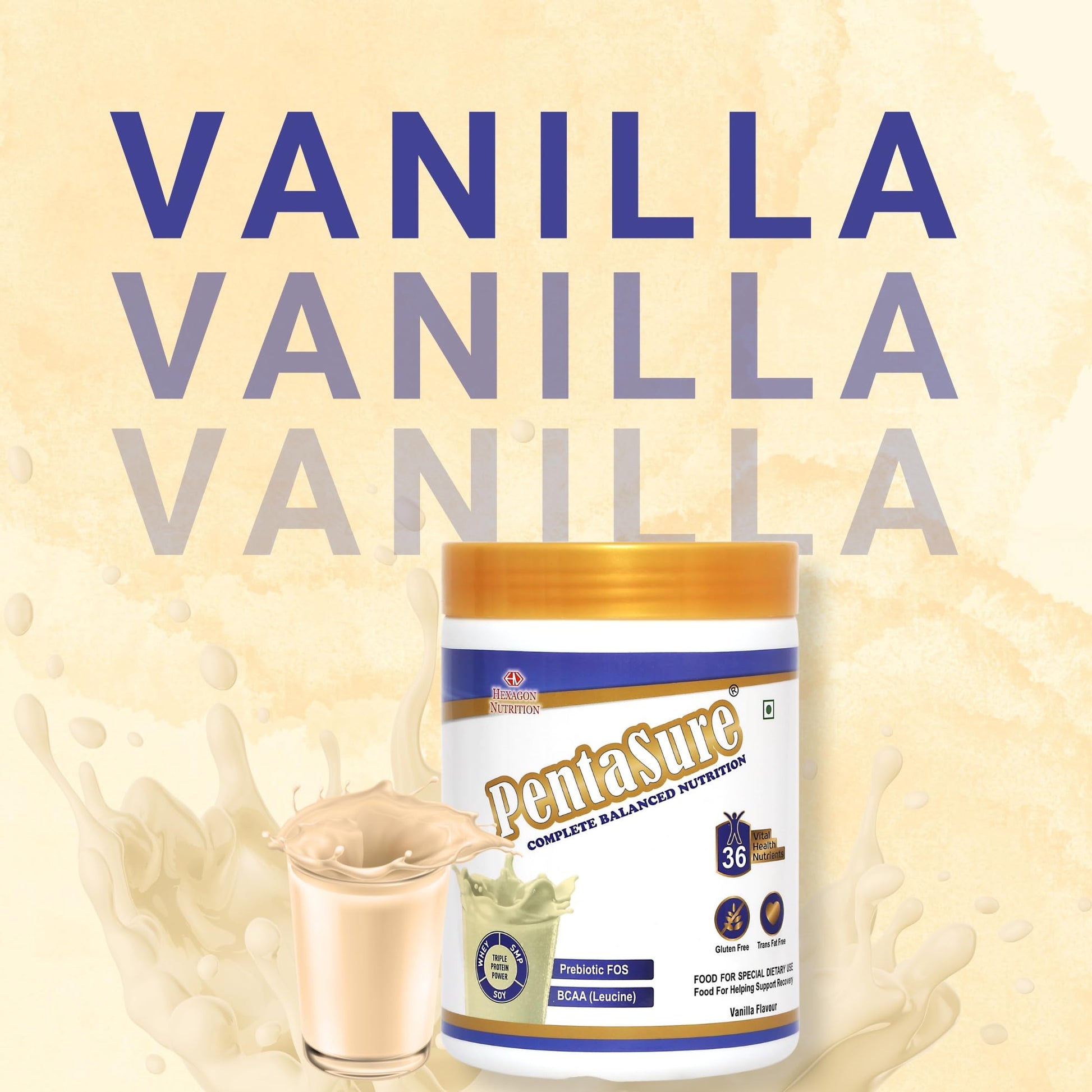 Pentasure Complete Balanced Nutrition Protein Powder, Vanilla, 3P Blend, BCAA, Prebiotics - packaging (18)