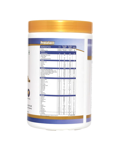 Pentasure Complete Balanced Nutrition Protein Powder, Vanilla, 3P Blend, BCAA, Prebiotics - back view