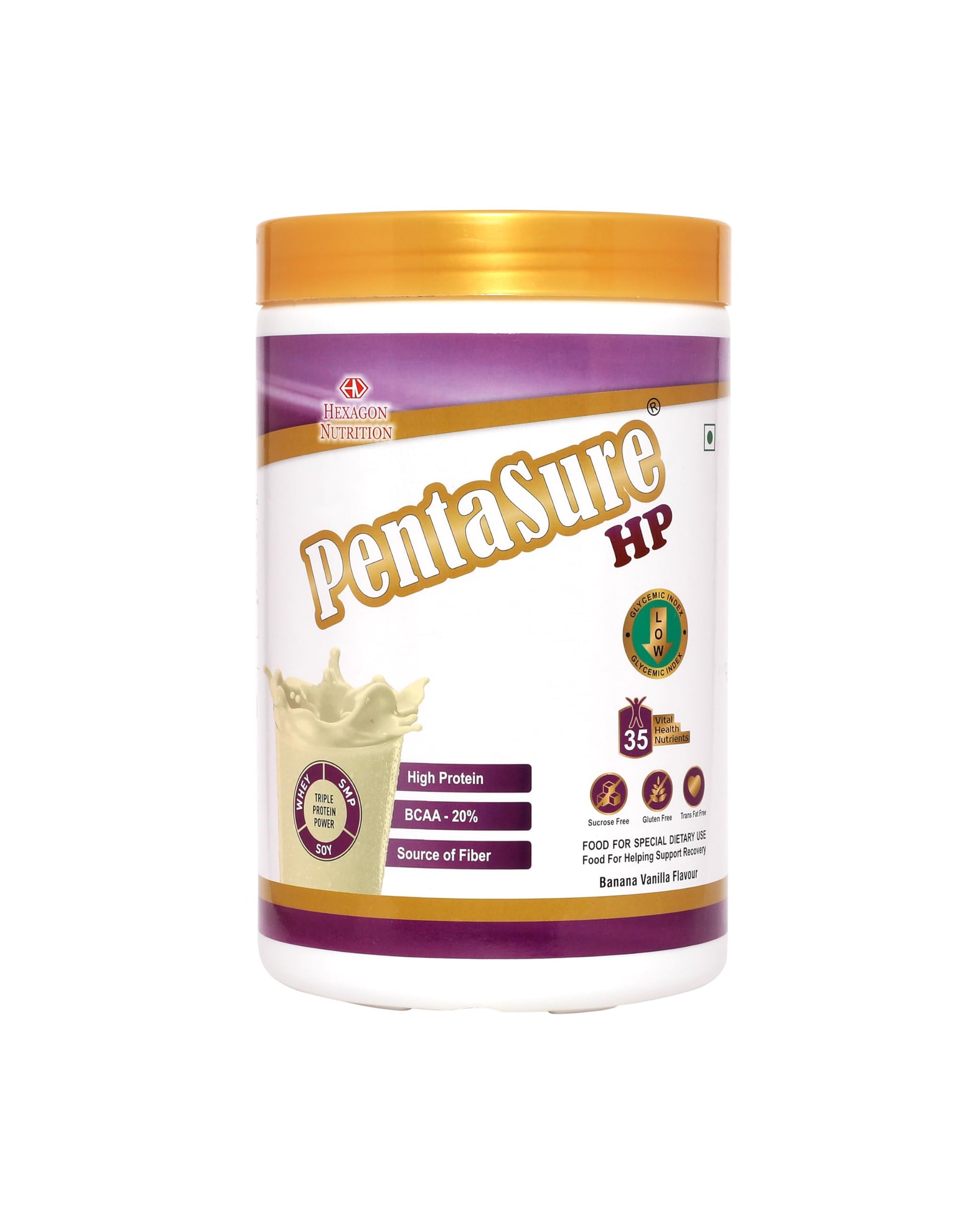 Pentasure HP Whey Protein Powder, 45g Protein per 100g, High Protein High Fiber Nutritional Supplement for Adults