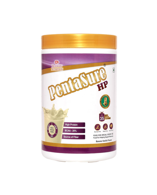 Pentasure HP Whey Protein Powder, 45g Protein per 100g, High Protein High Fiber Nutritional Supplement for Adults