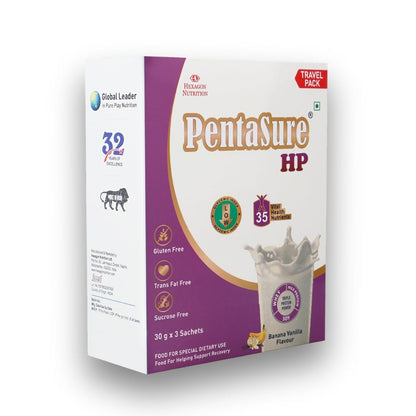Pentasure HP Whey Protein Powder, 45g Protein per 100g, High Protein High Fiber Nutritional Supplement for Adults - label det