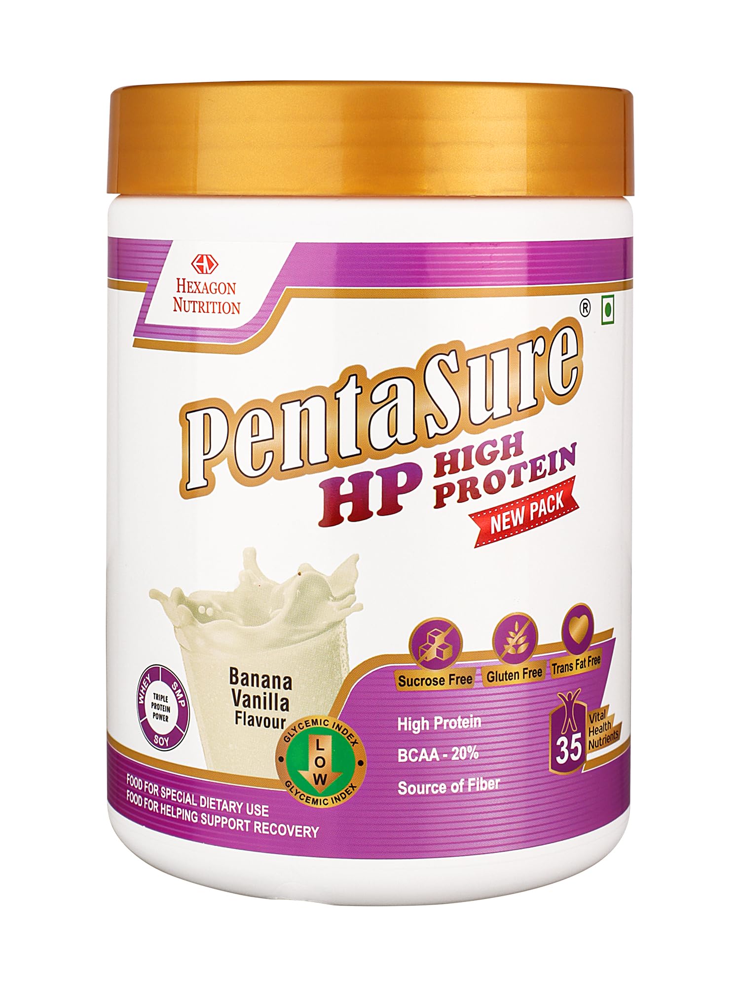 Pentasure HP Whey Protein Powder, 45g Protein per 100g, High Protein High Fiber Nutritional Supplement for Adults (15)
