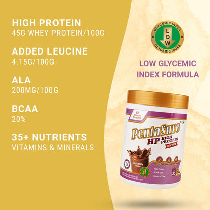 Pentasure HP Whey Protein Powder, 45g Protein per 100g, High Protein High Fiber Nutritional Supplement for Adults - ingredien