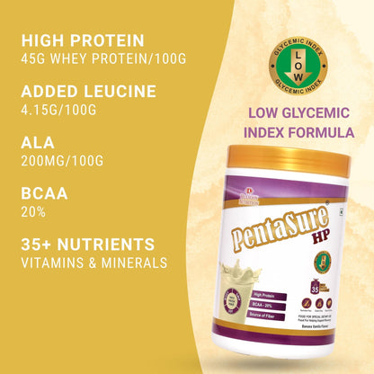 Pentasure HP Whey Protein Powder, 45g Protein per 100g, High Protein High Fiber Nutritional Supplement for Adults - ingredien