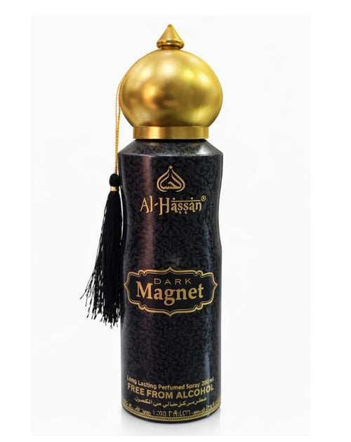 Perfumed Body Spray - Al-Hassan Dark Magnet, 200ml, Unisex Arabic Fragrance, Alcohol-Free