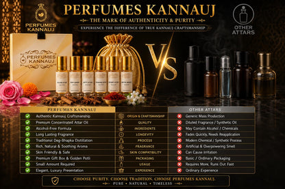 Perfumes Kannauj 6-Piece Natural Attar Trial Pack, 3ml Each, Rose Jasmine Marigold Sandalwood Earthy Notes, Alcohol-Free - ba