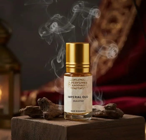 Perfumes Kannauj Ruh Imperial Oud Attar Perfume Oil, Agarwood & Sandalwood, Alcohol-Free, Unisex, 10ml
