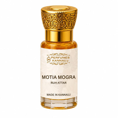 Perfumes Kannauj Ruh Motia Mogra Attar, 12ml Jasmine Perfume Oil, Alcohol-Free, Unisex