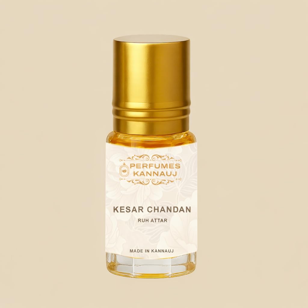 Perfumes Kannauj Shyam Arpan Sacred Puja Attar Set, 2x3ml, Gulab & Kesar Chandan, Alcohol-Free, Unisex - front view