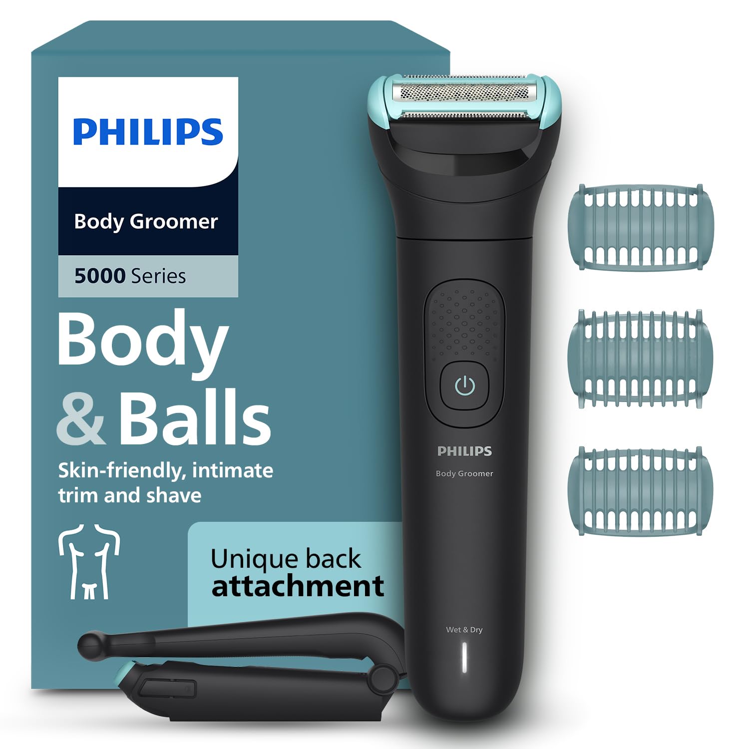 PHILIPS Body Groomer for Men, Electric Trimmer, 100 Min Runtime, Showerproof, 5-Yr Warranty, BG5475