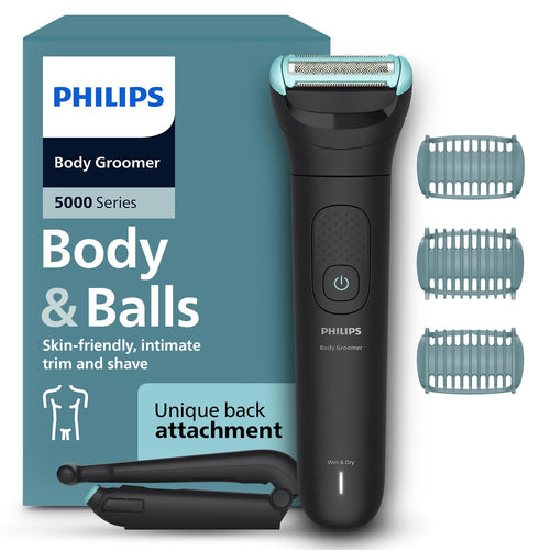 PHILIPS Body Groomer for Men, Electric Trimmer, 100 Min Runtime, Showerproof, 5-Yr Warranty, BG5475