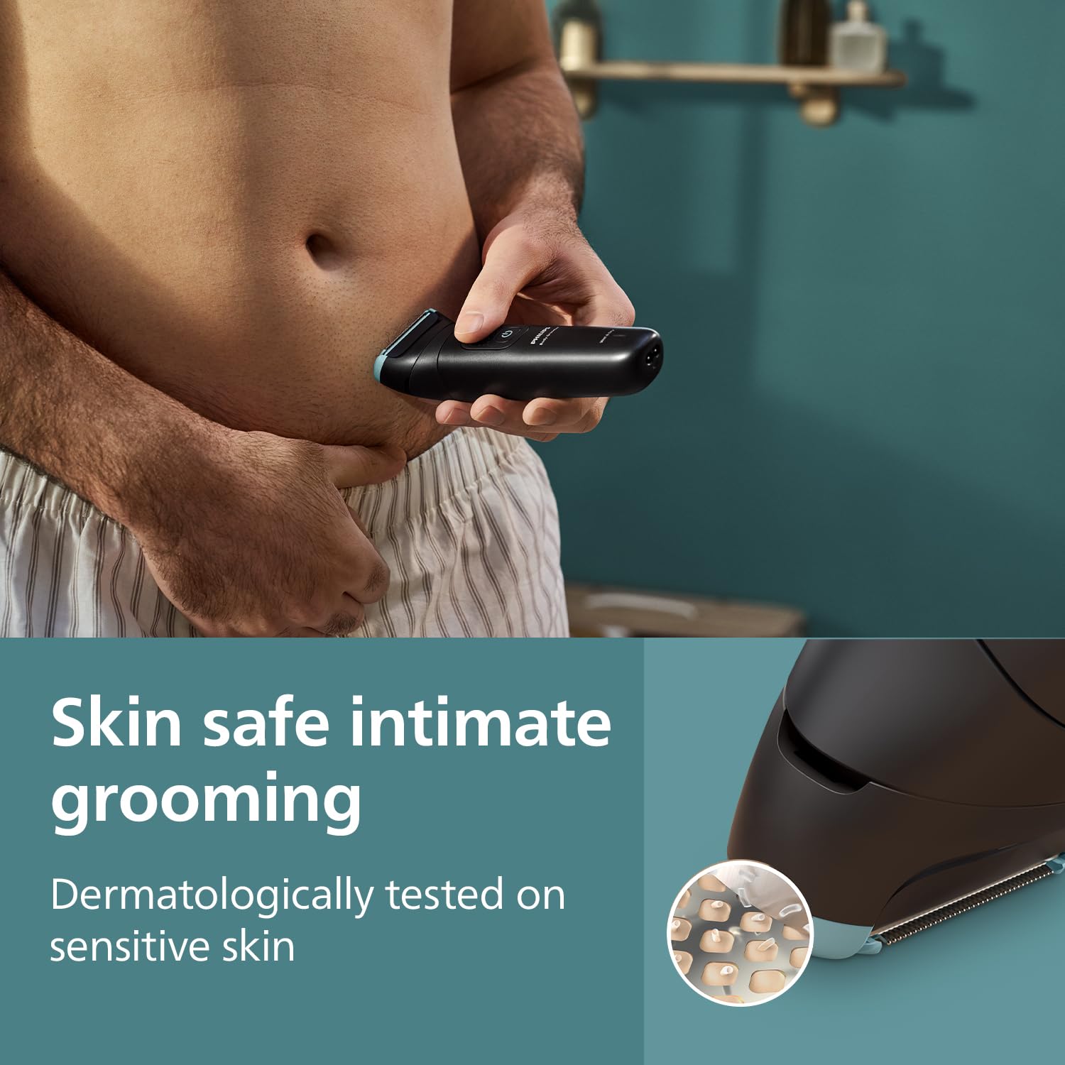 PHILIPS Body Groomer for Men, Electric Trimmer, 100 Min Runtime, Showerproof, 5-Yr Warranty, BG5475 - back view