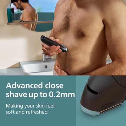 PHILIPS Body Groomer for Men, Electric Trimmer, 100 Min Runtime, Showerproof, 5-Yr Warranty, BG5475 - label detail
