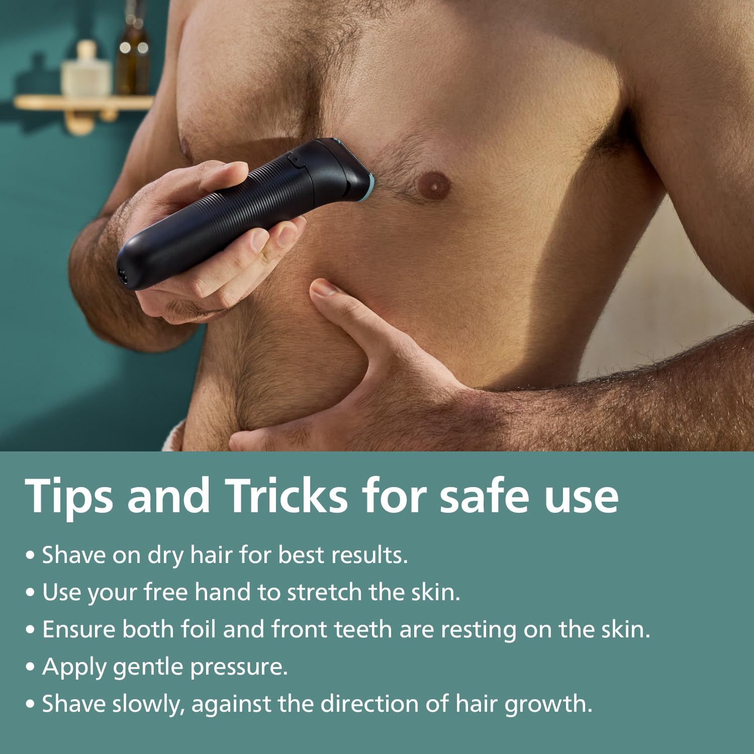 PHILIPS Body Groomer for Men, Electric Trimmer, 100 Min Runtime, Showerproof, 5-Yr Warranty, BG5475 - ingredients panel