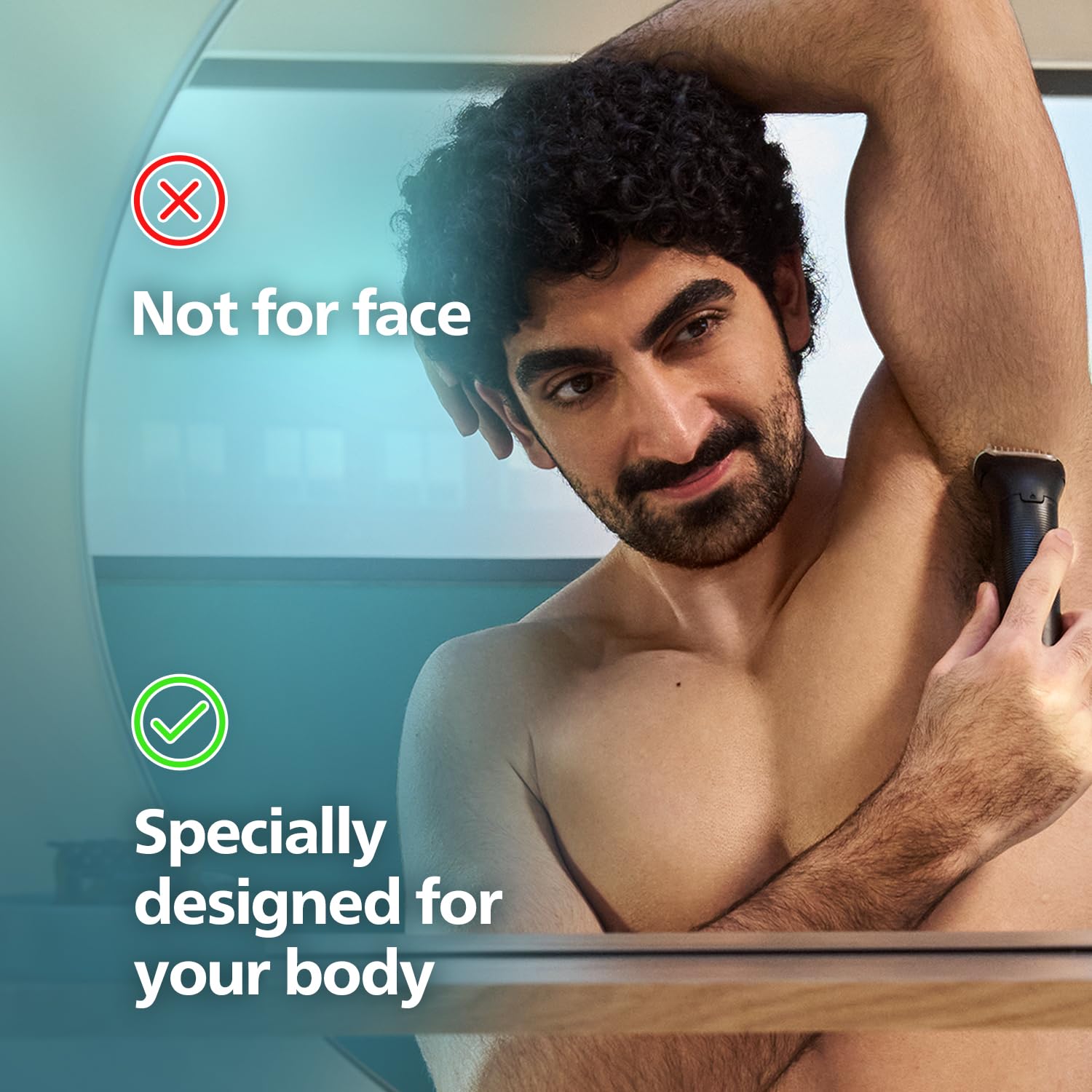PHILIPS Body Groomer for Men, Electric Trimmer, 100 Min Runtime, Showerproof, 5-Yr Warranty, BG5475 - close-up detail