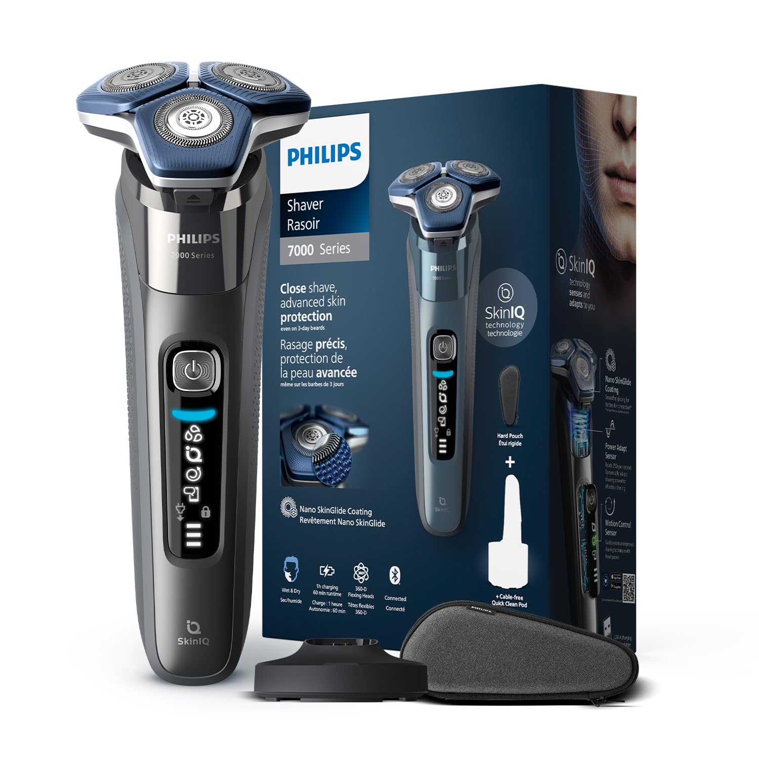 Philips Electric Rotary Shaver S7887/35 with SkinIQ Technology, 360-D Flexing Heads, Wet/Dry Use