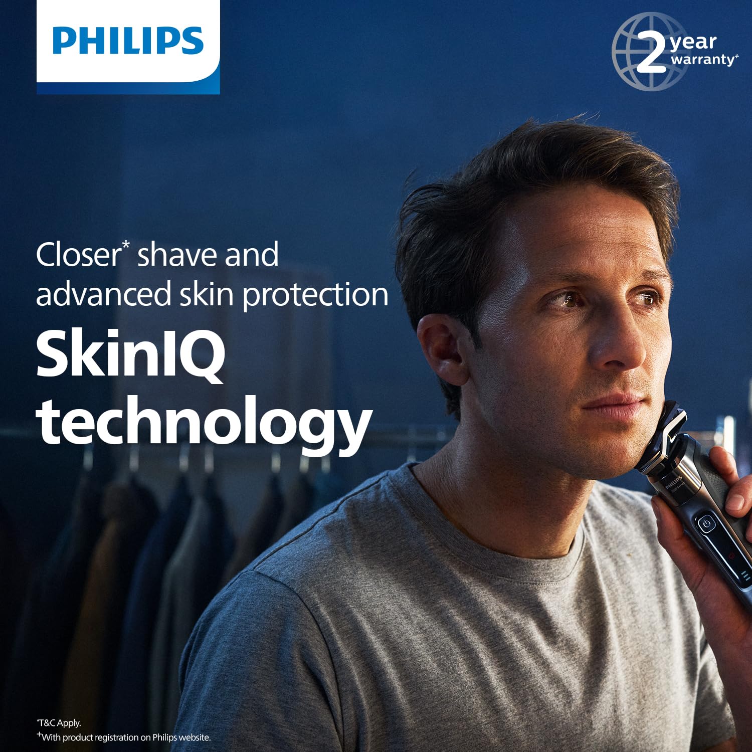 Philips Electric Rotary Shaver S7887/35 with SkinIQ Technology, 360-D Flexing Heads, Wet/Dry Use - front view