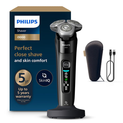 PHILIPS Electric Shaver for Men, X9000/10, Rotary Shaver with SkinIQ, Wet & Dry, Tri Action Lift & Cut, 360° Flex Head, Preci