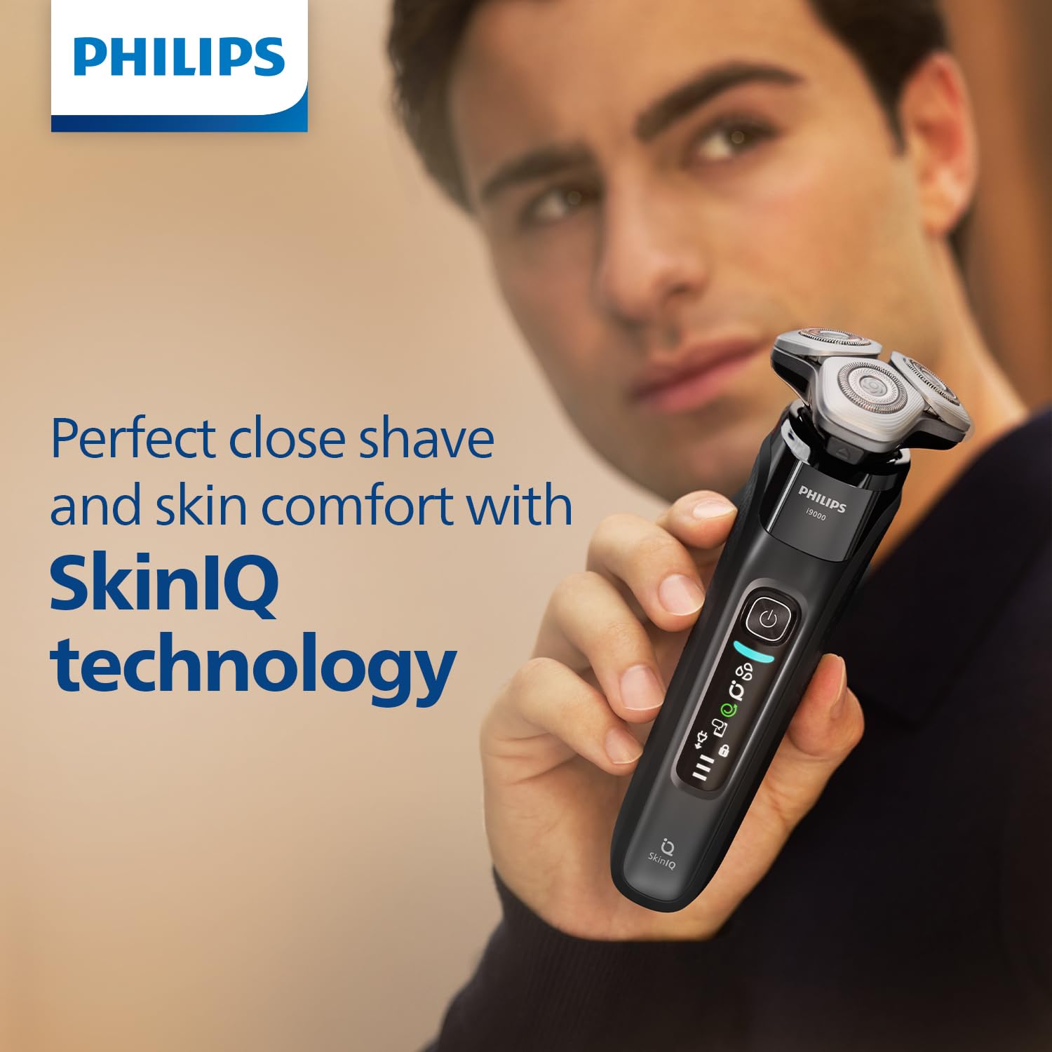 PHILIPS Electric Shaver for Men, X9000/10, Rotary Shaver with SkinIQ, Wet & Dry, Tri Action Lift & Cut, 360° Flex Head, Preci