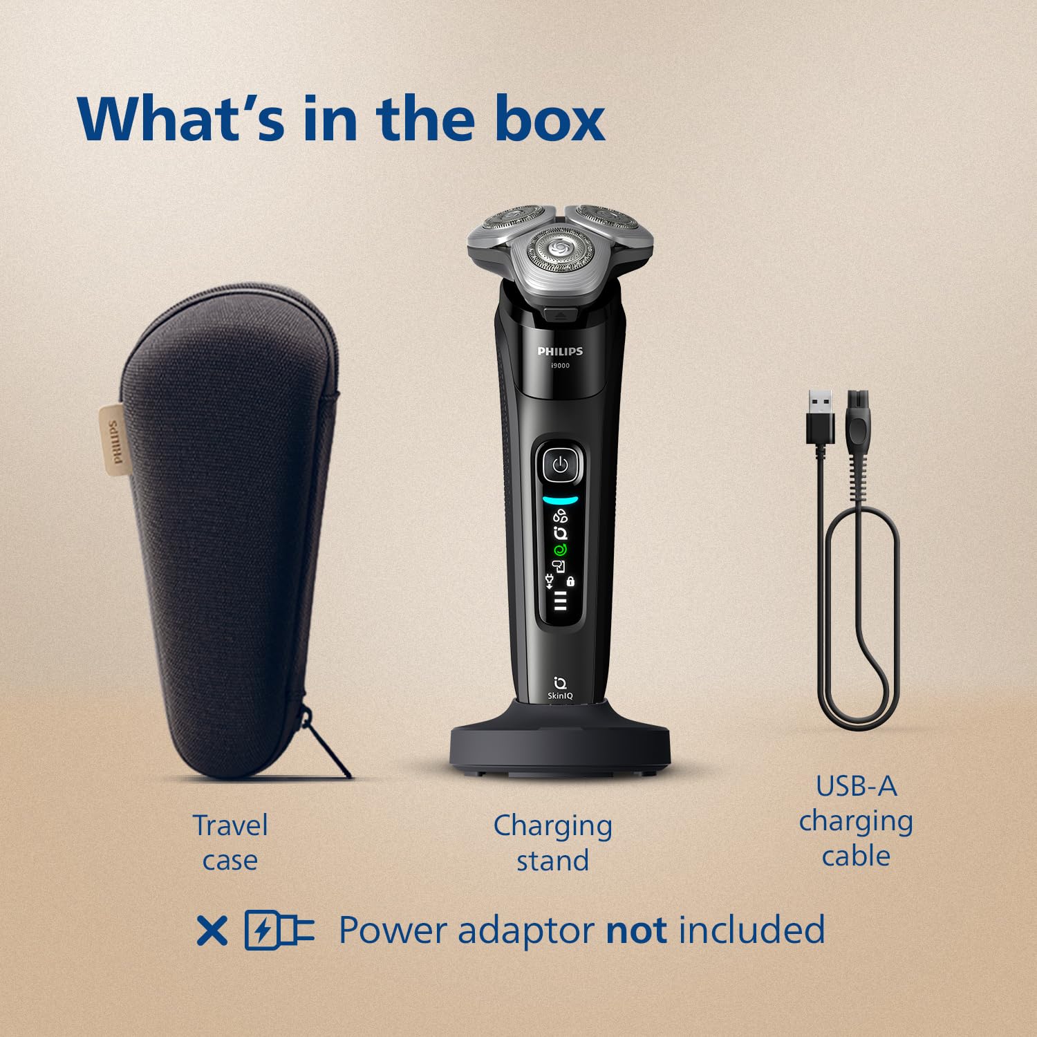 PHILIPS Electric Shaver for Men, X9000/10, Rotary Shaver with SkinIQ, Wet & Dry, Tri Action Lift & Cut, 360° Flex Head, Preci