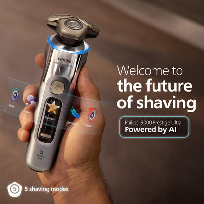 PHILIPS Men's Electric Rotary Shaver, SkinIQ Pro Tech, Lift & Cut, 5 Shaving Modes, App Connected, Black - front view (10)