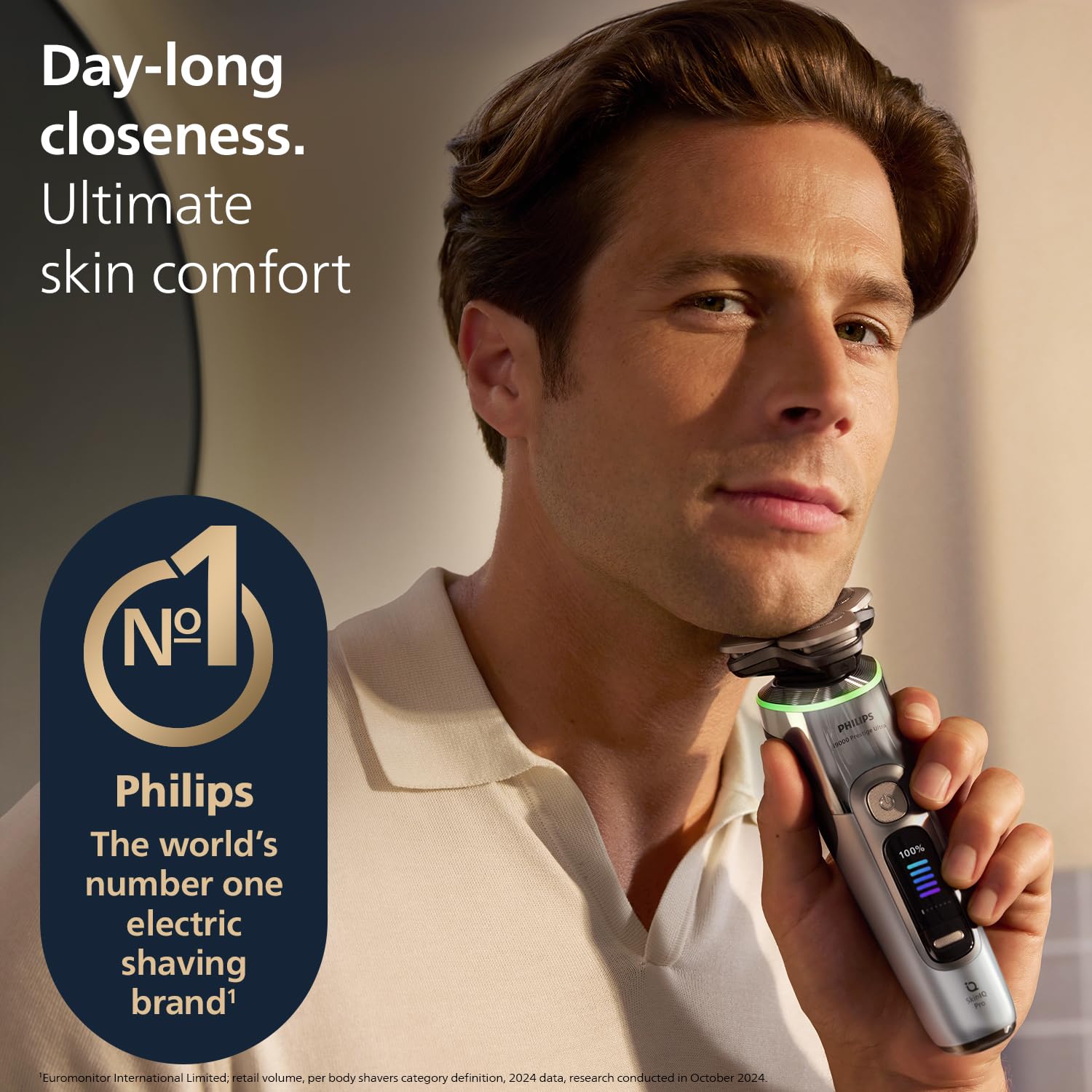 PHILIPS Men's Electric Rotary Shaver, SkinIQ Pro Tech, Lift & Cut, 5 Shaving Modes, App Connected, Black - back view (11)