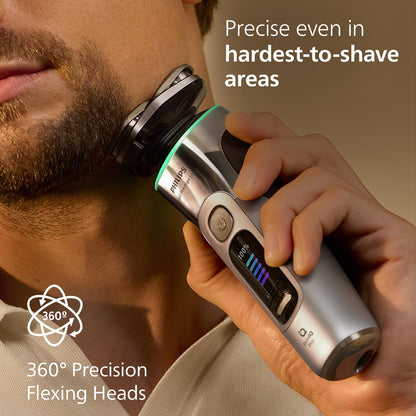 PHILIPS Men's Electric Rotary Shaver, SkinIQ Pro Tech, Lift & Cut, 5 Shaving Modes, App Connected, Black - in use (16)